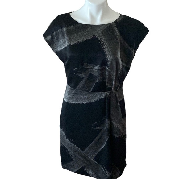 Mossimo Black and Silver Knee Length Brushstroke Cap Sleeved Dress - Picture 1 of 5